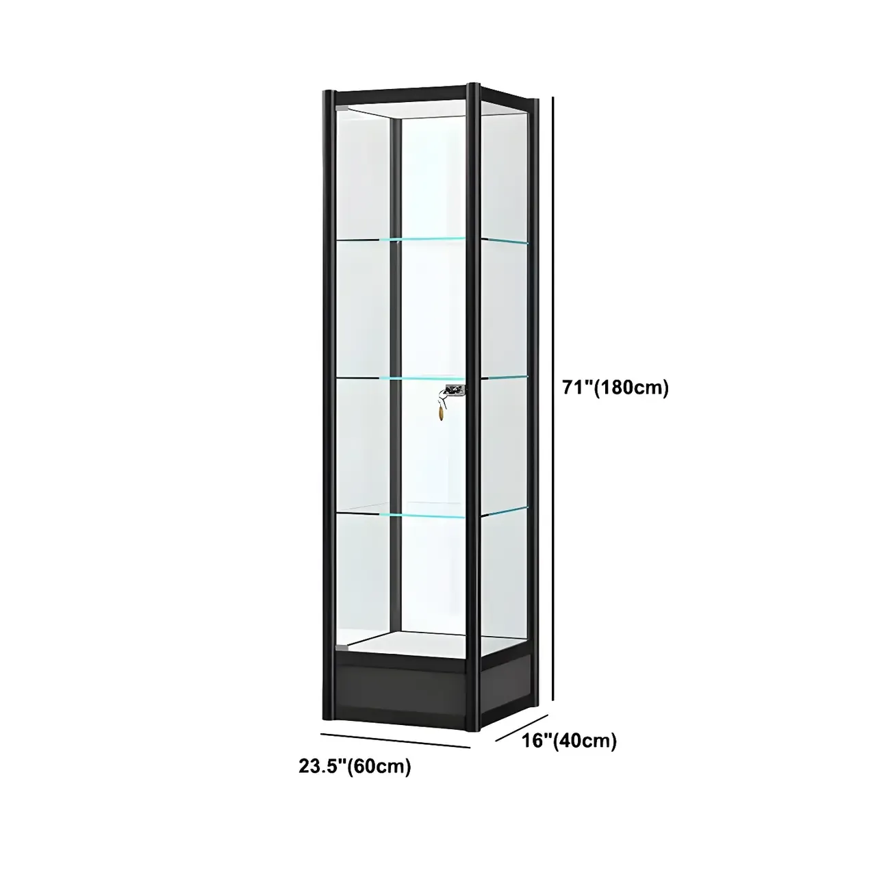 Rectangular Black Glass Metal Curio Display Cabinet Image - 17