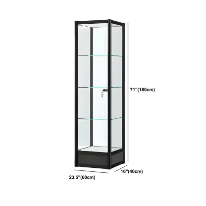 Rectangular Black Glass Metal Curio Display Cabinet Image - 17