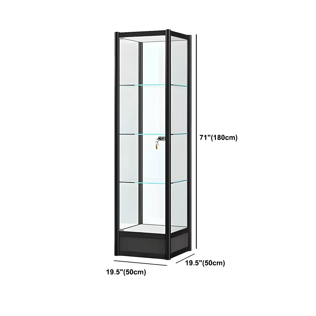 Rectangular Black Glass Metal Curio Display Cabinet Image - 20 | homeyfad
