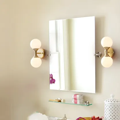 Gold Modern Dual Globe Wall Vanity Light Fixture Image - 1