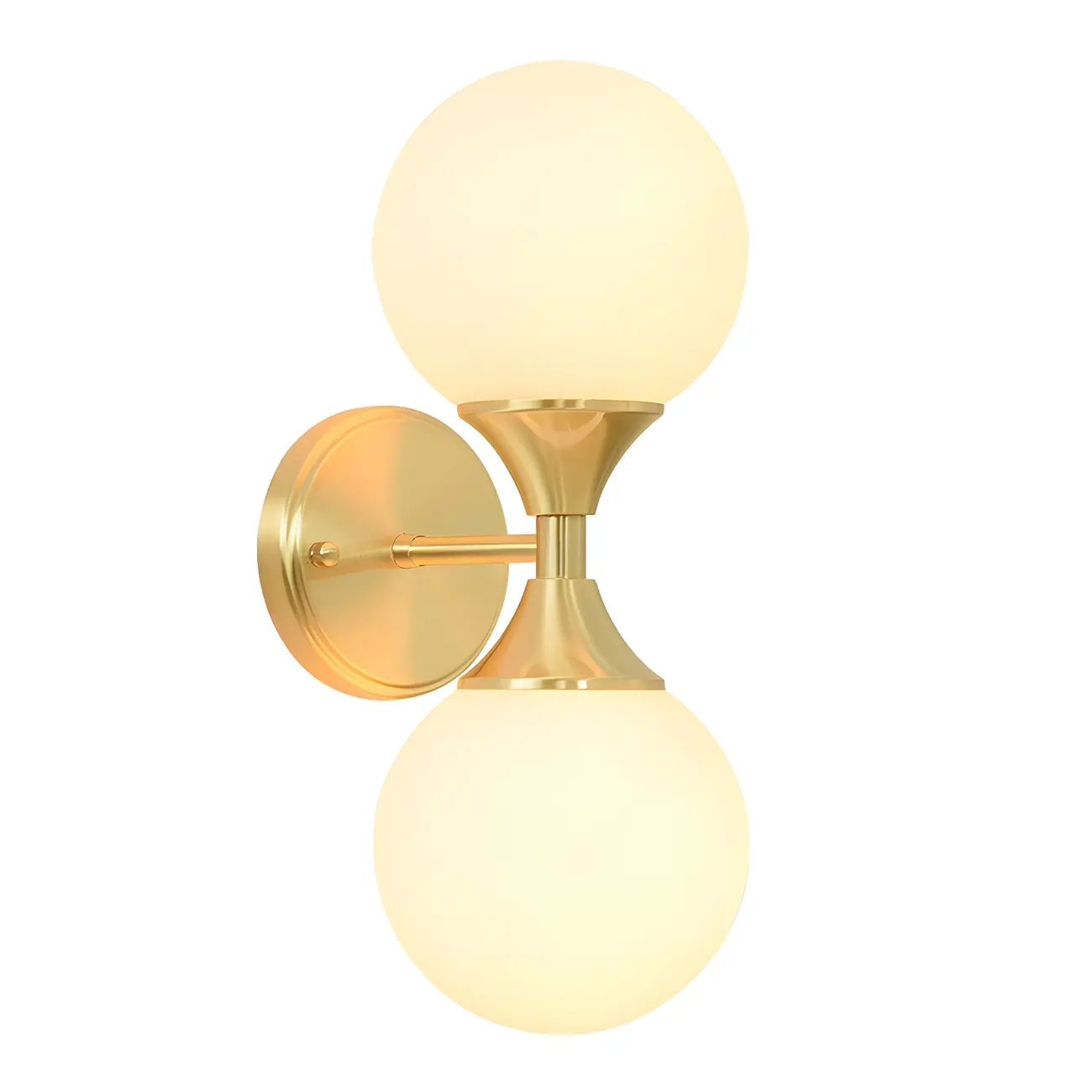 Gold Modern Dual Globe Wall Vanity Light Fixture Image - 7 | homeyfad
