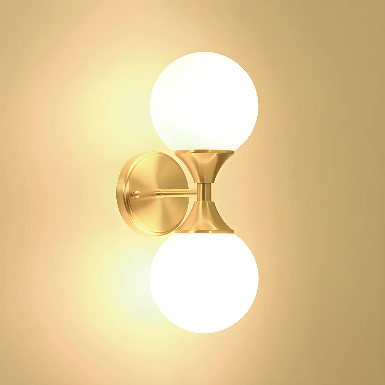 Gold Modern Dual Globe Wall Vanity Light Fixture Image - 8 | homeyfad
