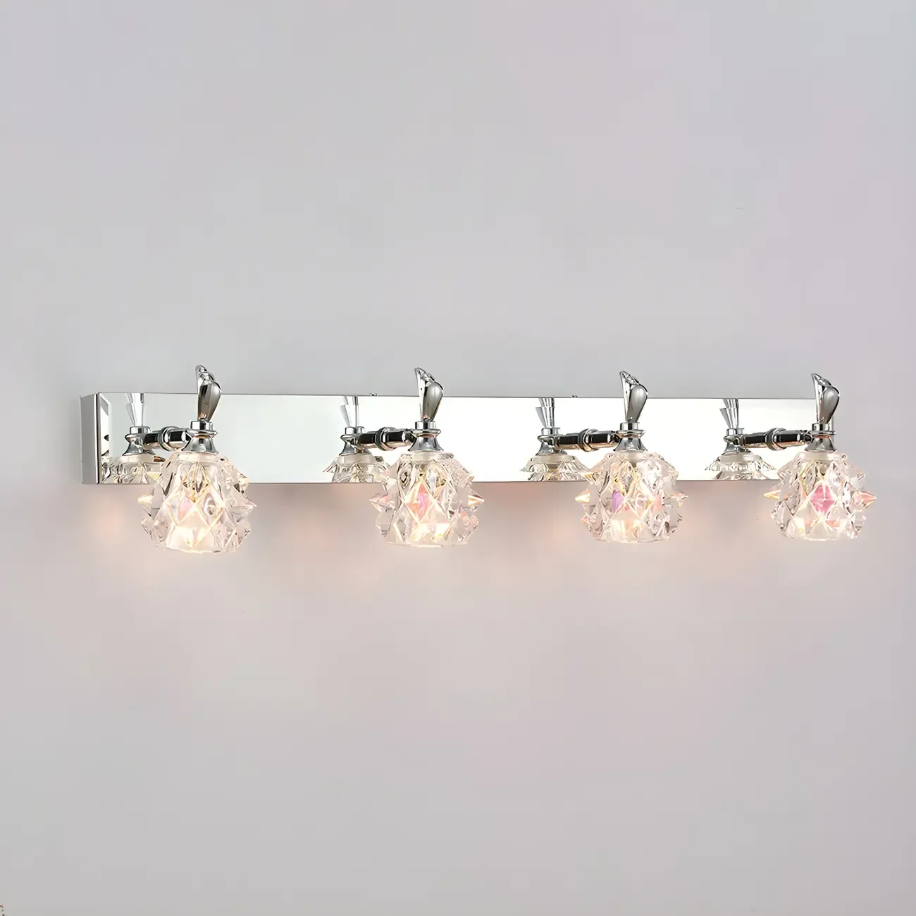 Classic Chrome Glass Shade Adjustable Vanity Light for Bathroom