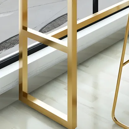 Rectangular Glam Marble Gold Base Bar Height Table Image - 4