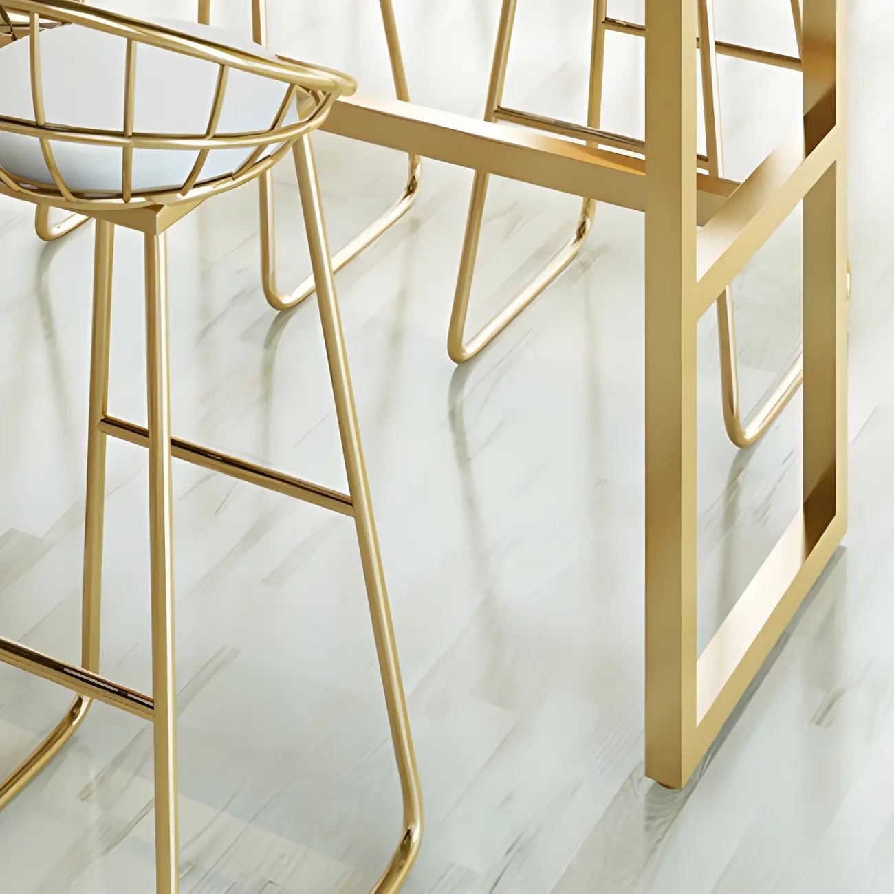 Rectangular Glam Marble Gold Base Bar Height Table Image - 7 | homeyfad