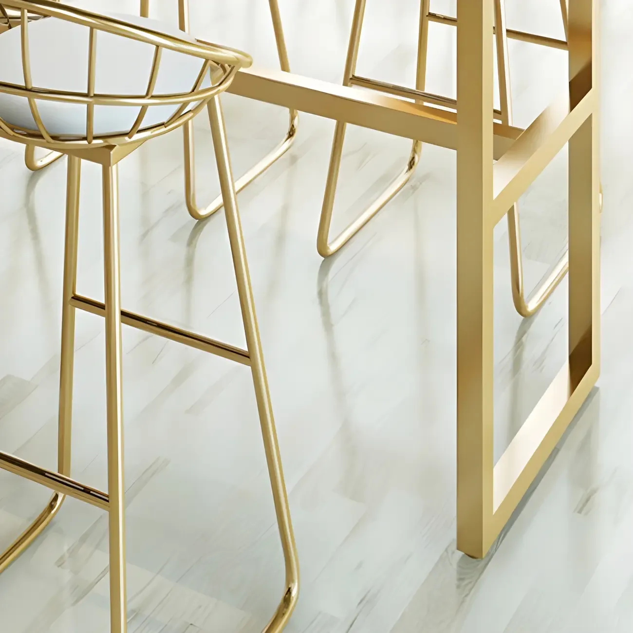 Rectangular Glam Marble Gold Base Bar Height Table Image - 7