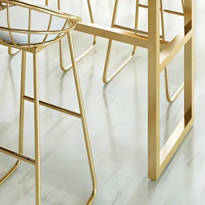 Rectangular Glam Marble Gold Base Bar Height Table Image - 7