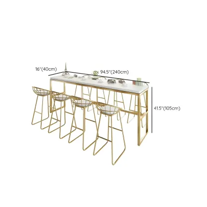 Rectangular Glam Marble Gold Base Bar Height Table Image - 15