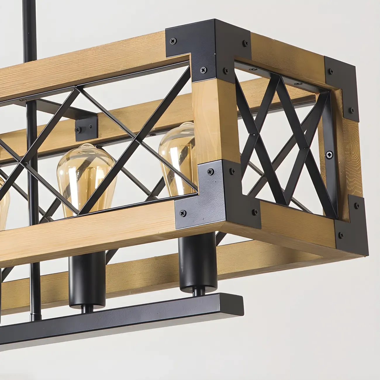 Industrial Black Metal 5-Light Island Pendant Light Image - 4