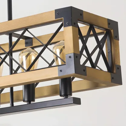 Industrial Black Metal 5-Light Island Pendant Light Image - 4