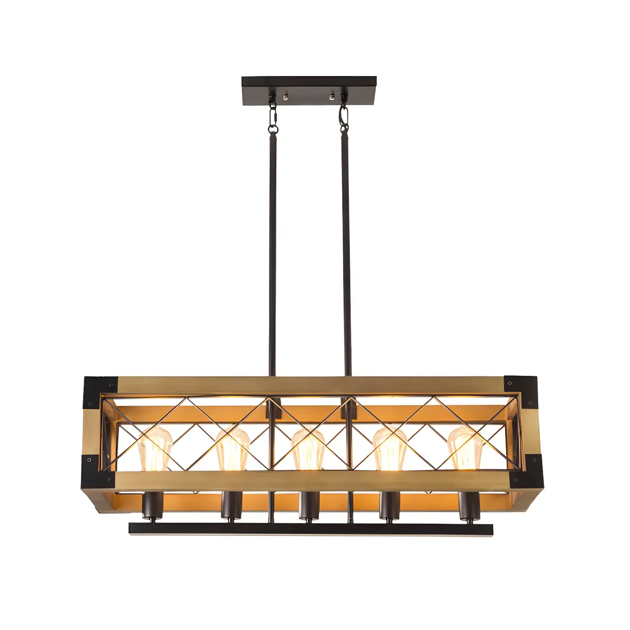 Industrial Black Metal 5-Light Island Pendant Light Image - 5 | homeyfad