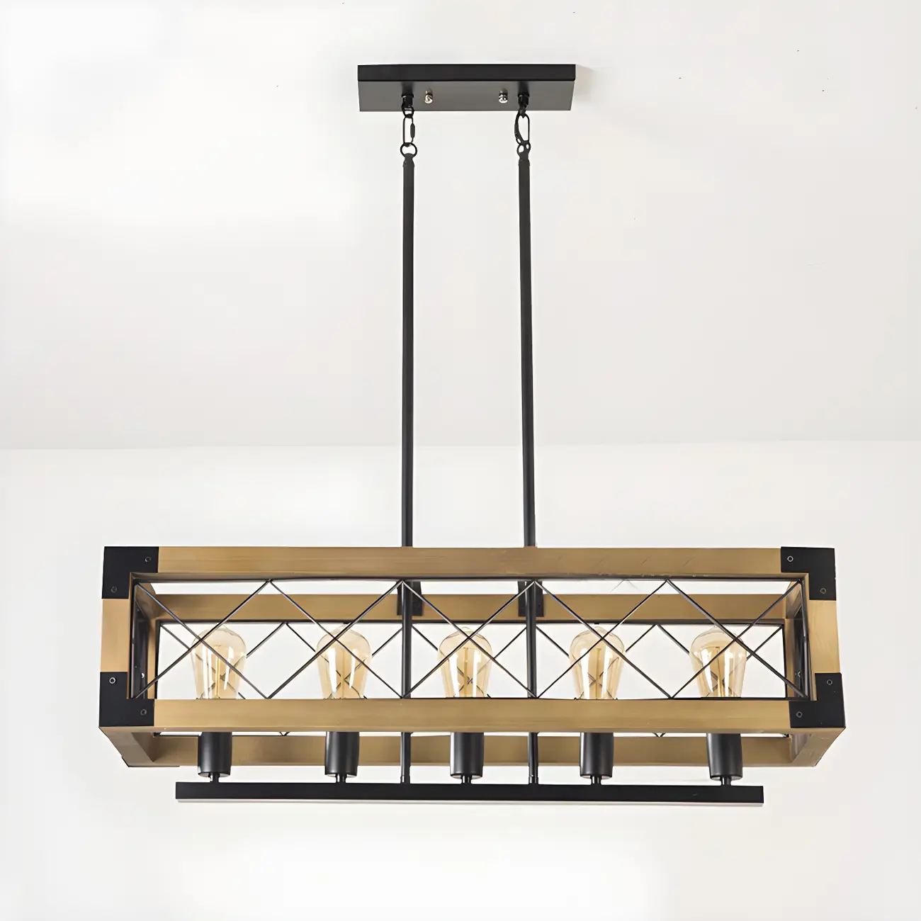 Industrial Black Metal 5-Light Island Pendant Light Image - 8 | homeyfad