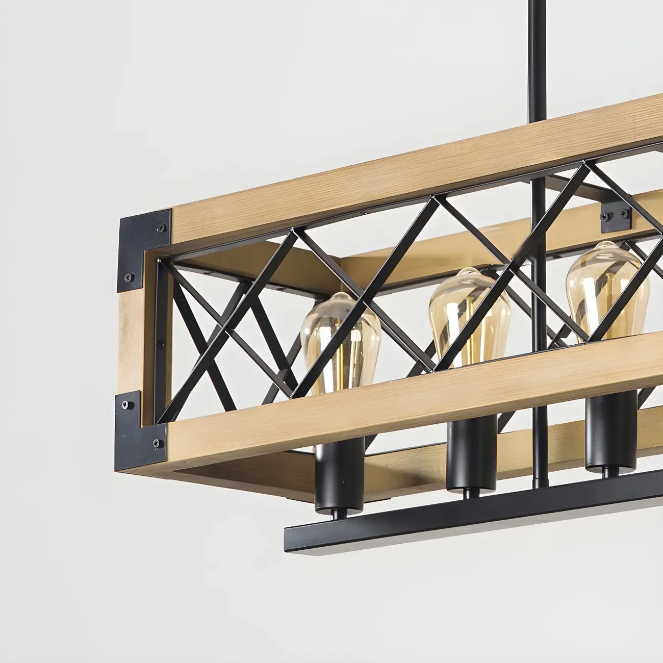 Industrial Black Metal 5-Light Island Pendant Light Image - 9