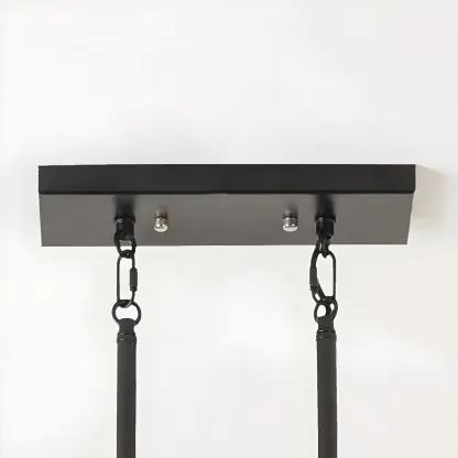 Industrial Black Metal 5-Light Island Pendant Light Image - 11