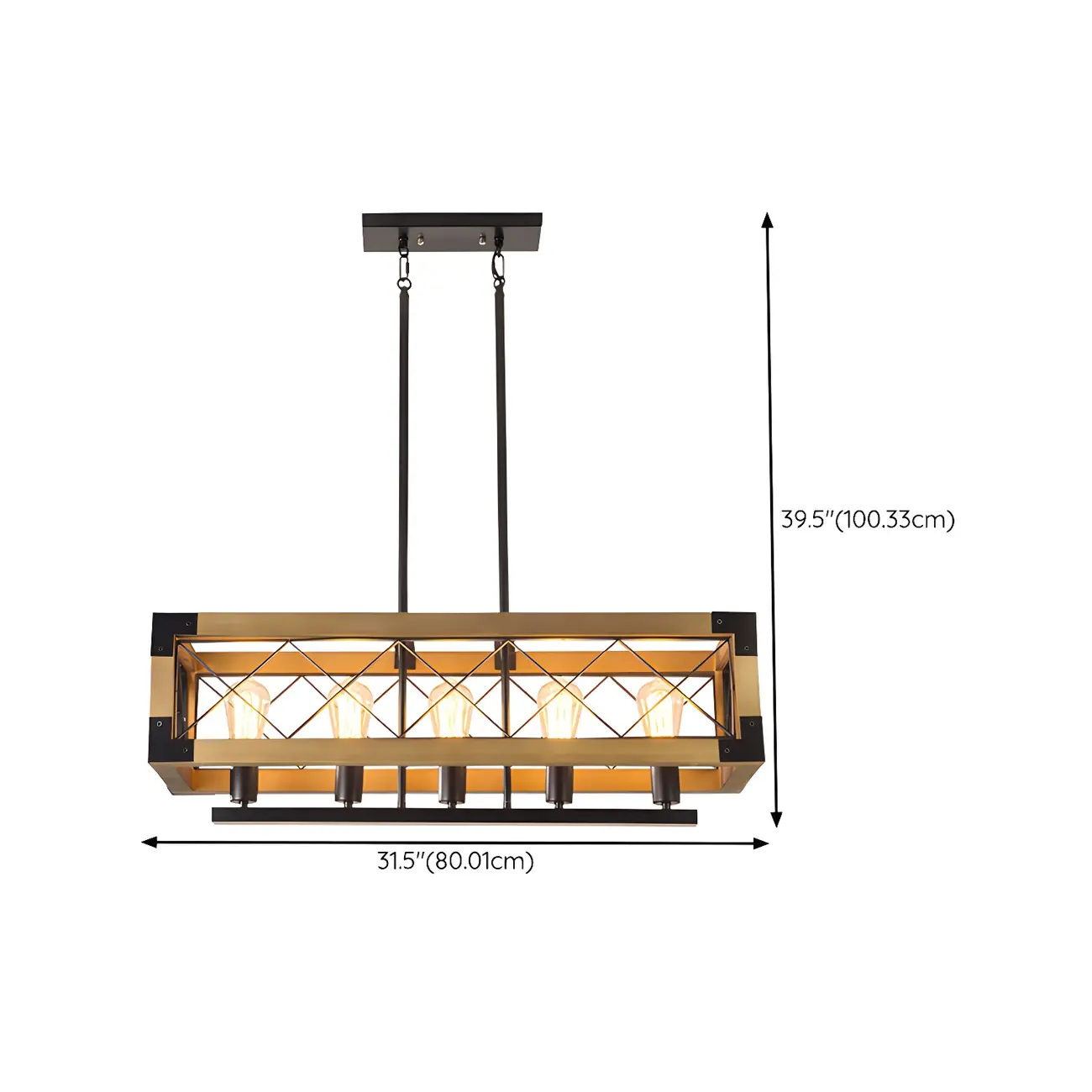 Industrial Black Metal 5-Light Island Pendant Light #size | homeyfad