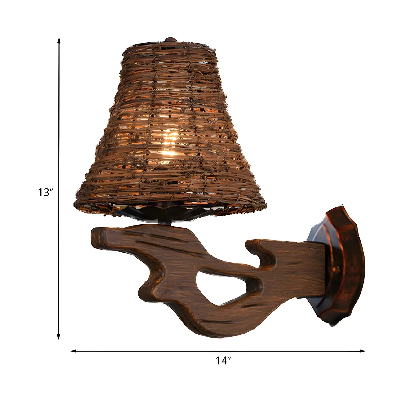Oriental Brown Rattan LED Wall Lamp in Hand-Woven Image - 20 | homeyfad