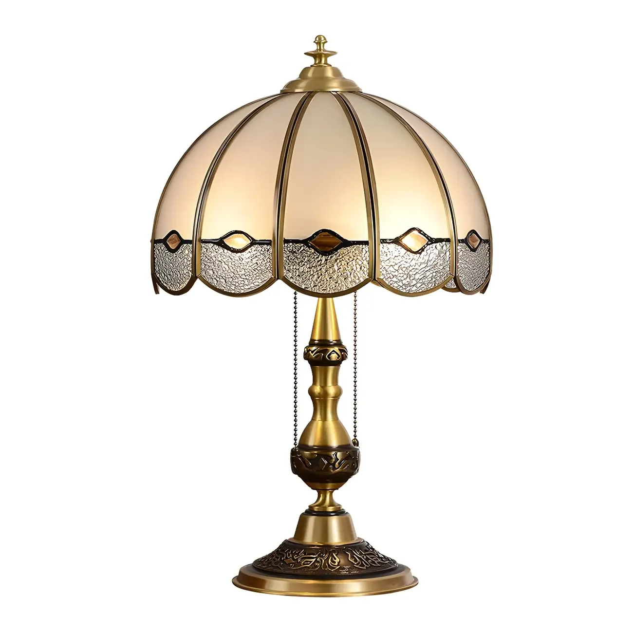 Nordic Dome Frosted Glass Table Lamp with Brass Base Image - 7
