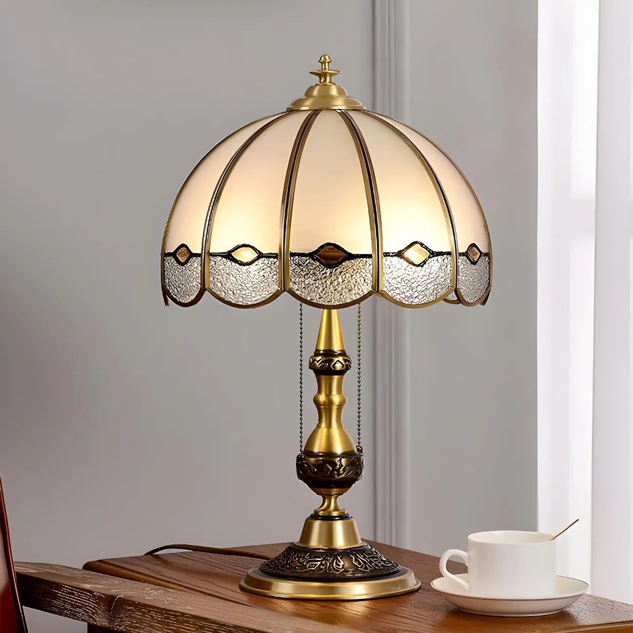 Nordic Dome Frosted Glass Table Lamp with Brass Base Image - 12 | homeyfad