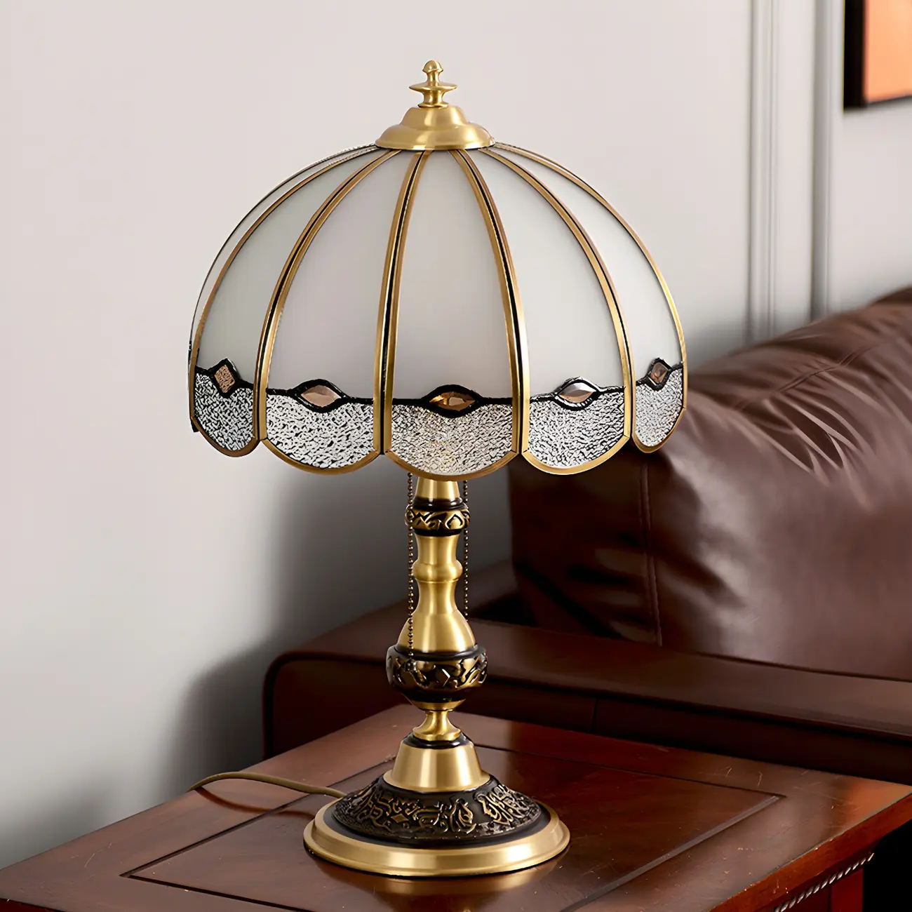 Nordic Dome Frosted Glass Table Lamp with Brass Base Image - 5 | homeyfad