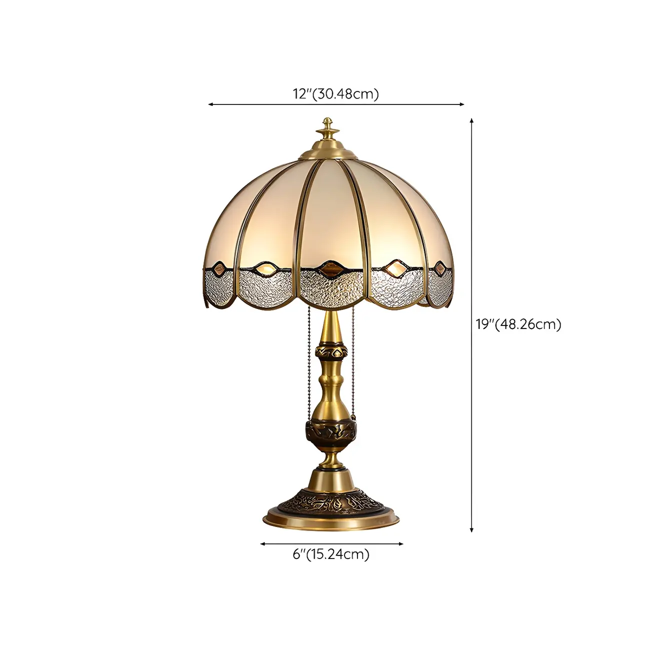 Nordic Dome Frosted Glass Table Lamp with Brass Base #size | homeyfad