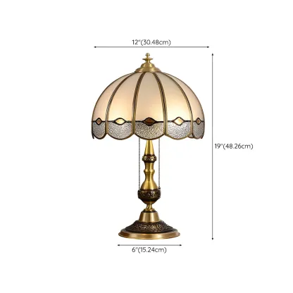 Nordic Dome Frosted Glass Table Lamp with Brass Base #size