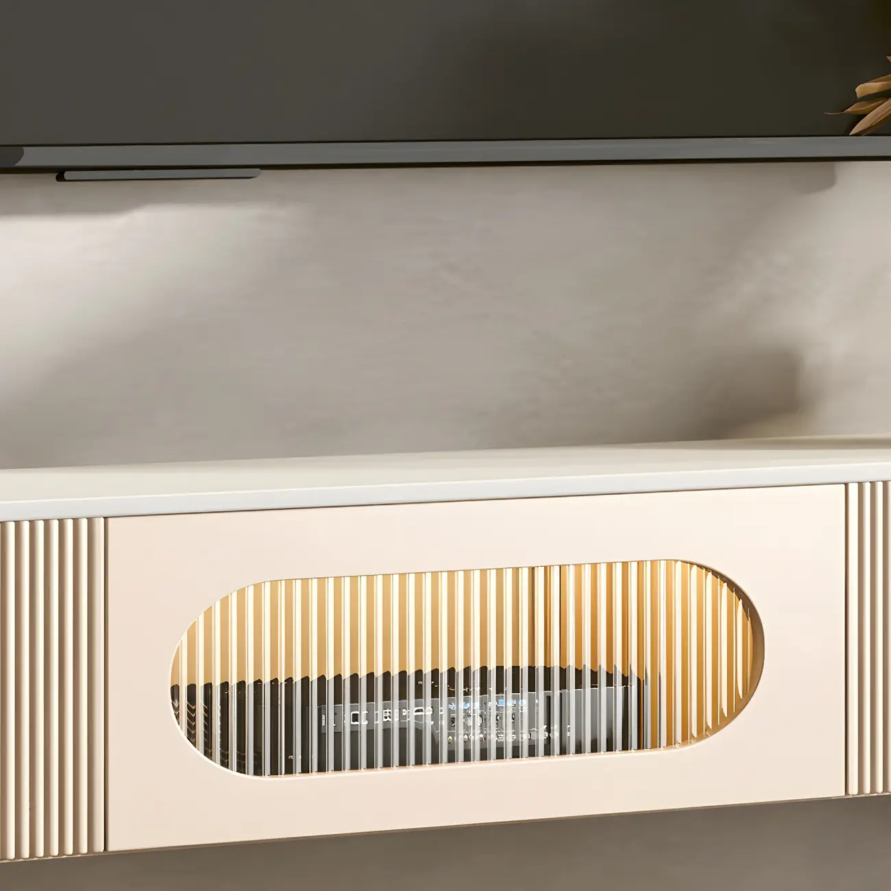 Modern Stone Floating TV Stand with 2-Drawers for Living Room Image - 5 | homeyfad