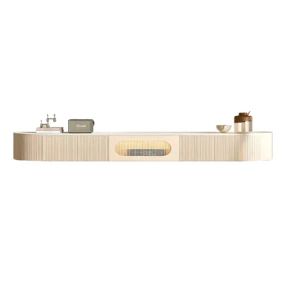 Modern Stone Floating TV Stand with 2-Drawers for Living Room Image - 5