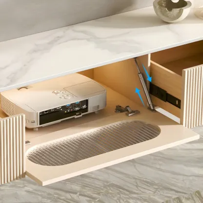 Modern Stone Floating TV Stand with 2-Drawers for Living Room Image - 6