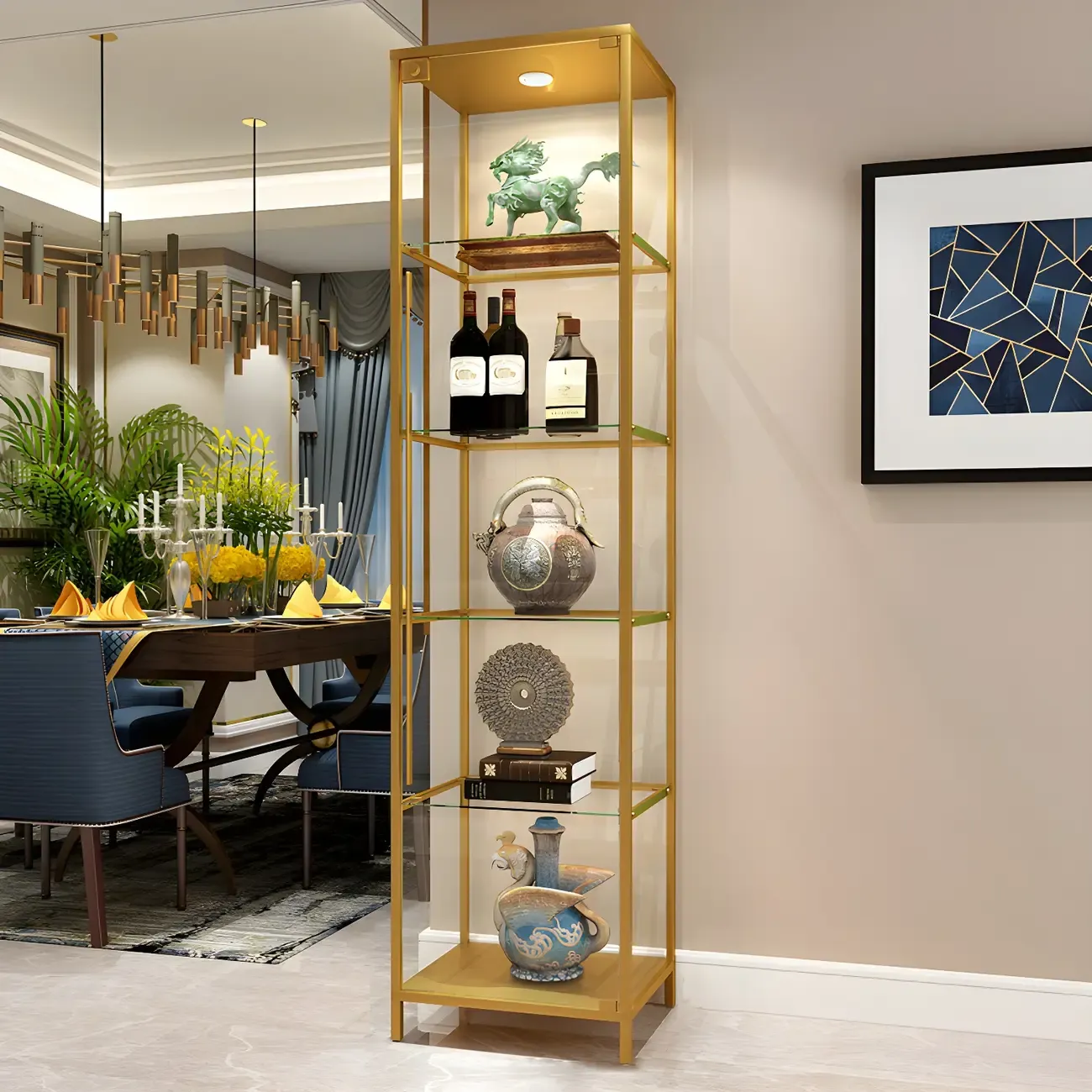 Standard Black Curio Display Cabinet with Glass Doors Image - 2