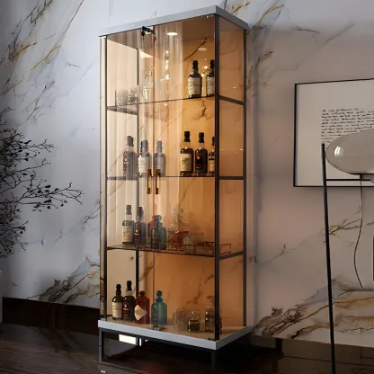 Standard Black Curio Display Cabinet with Glass Doors Image - 7