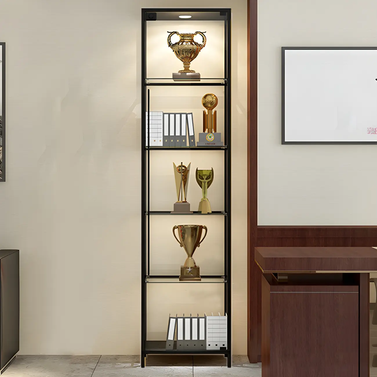 Standard Black Curio Display Cabinet with Glass Doors Image - 8 | homeyfad