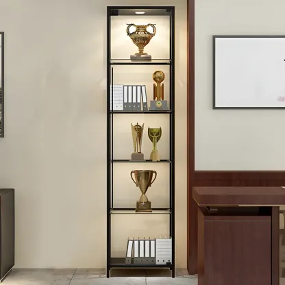 Standard Black Curio Display Cabinet with Glass Doors Image - 8