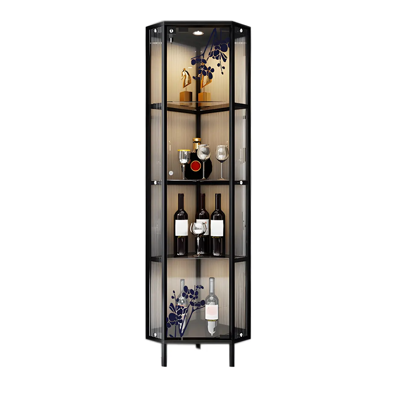 Standard Black Curio Display Cabinet with Glass Doors Image - 10 | homeyfad