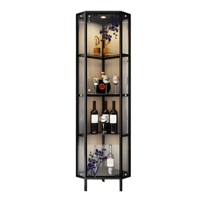 Standard Black Curio Display Cabinet with Glass Doors Image - 10