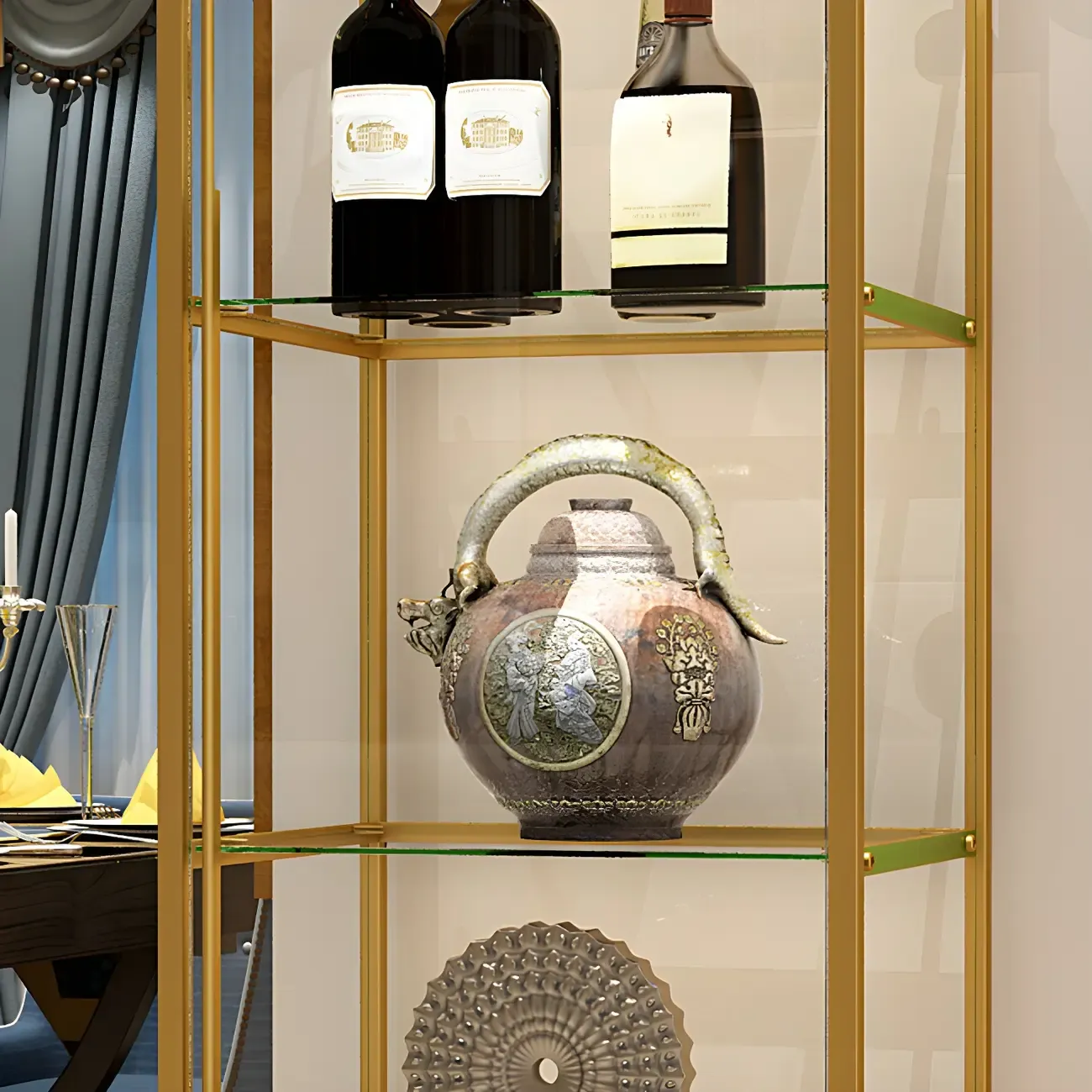 Standard Black Curio Display Cabinet with Glass Doors Image - 12