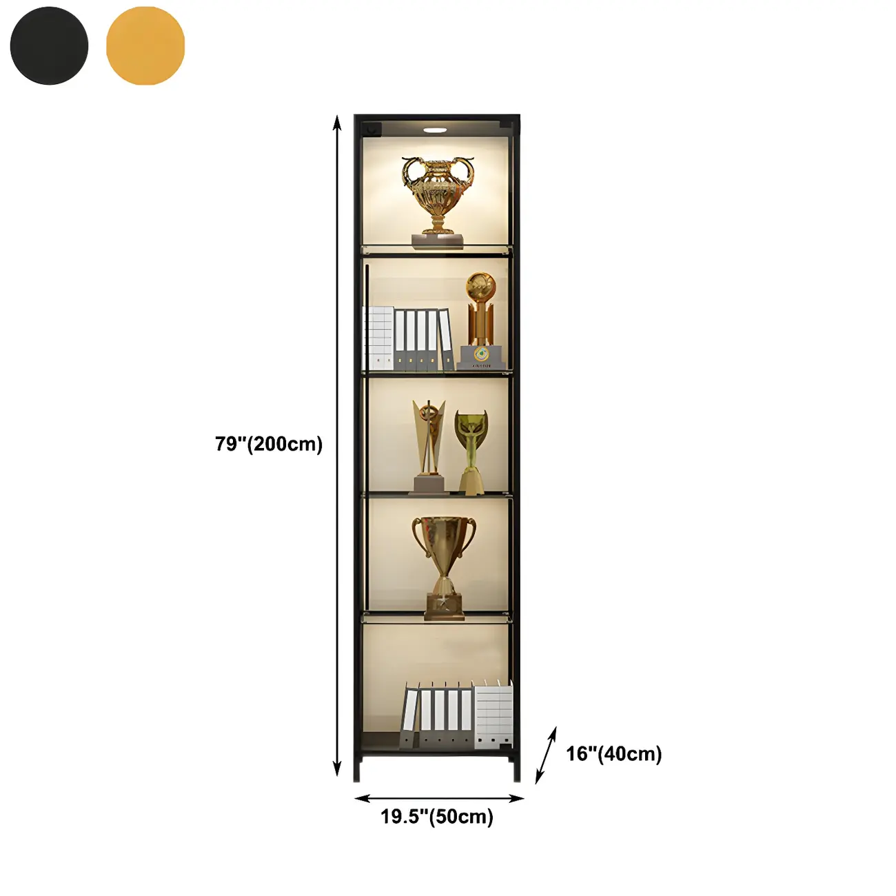 Standard Black Curio Display Cabinet with Glass Doors Image - 18 | homeyfad