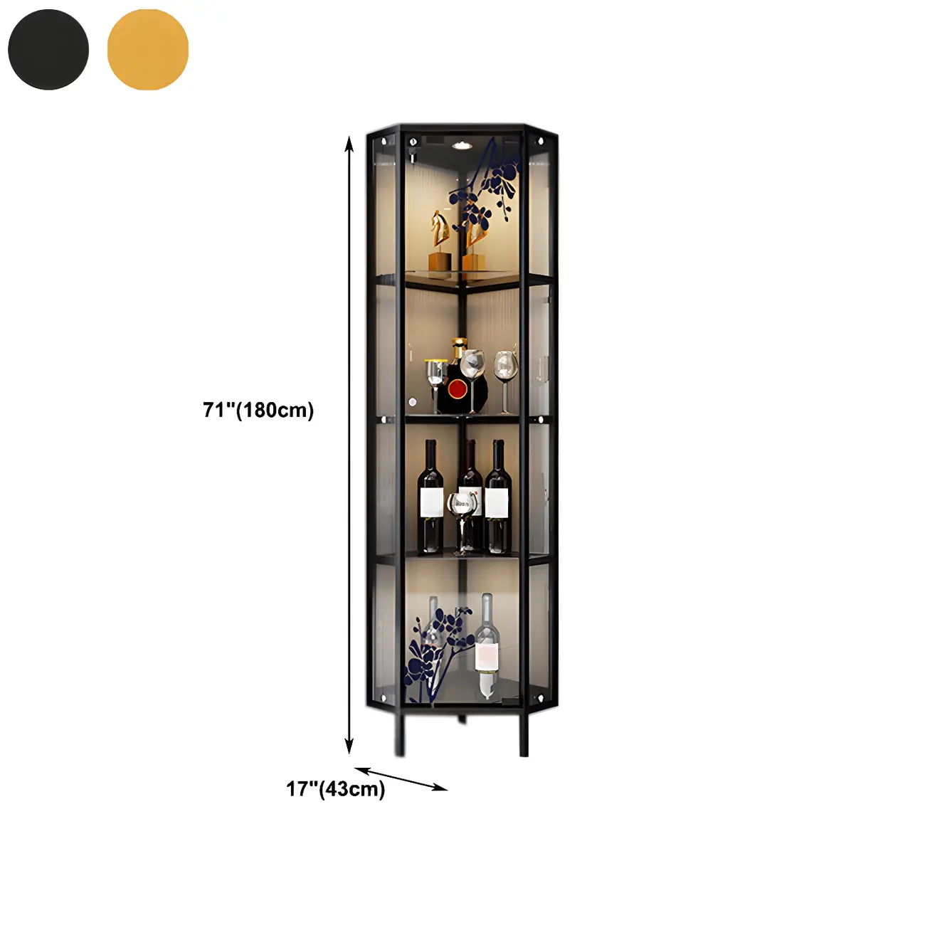 Standard Black Curio Display Cabinet with Glass Doors Image - 19 | homeyfad
