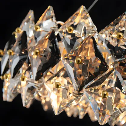 Rectangle Gold Crystal Pendant Light for Kitchen Image - 5