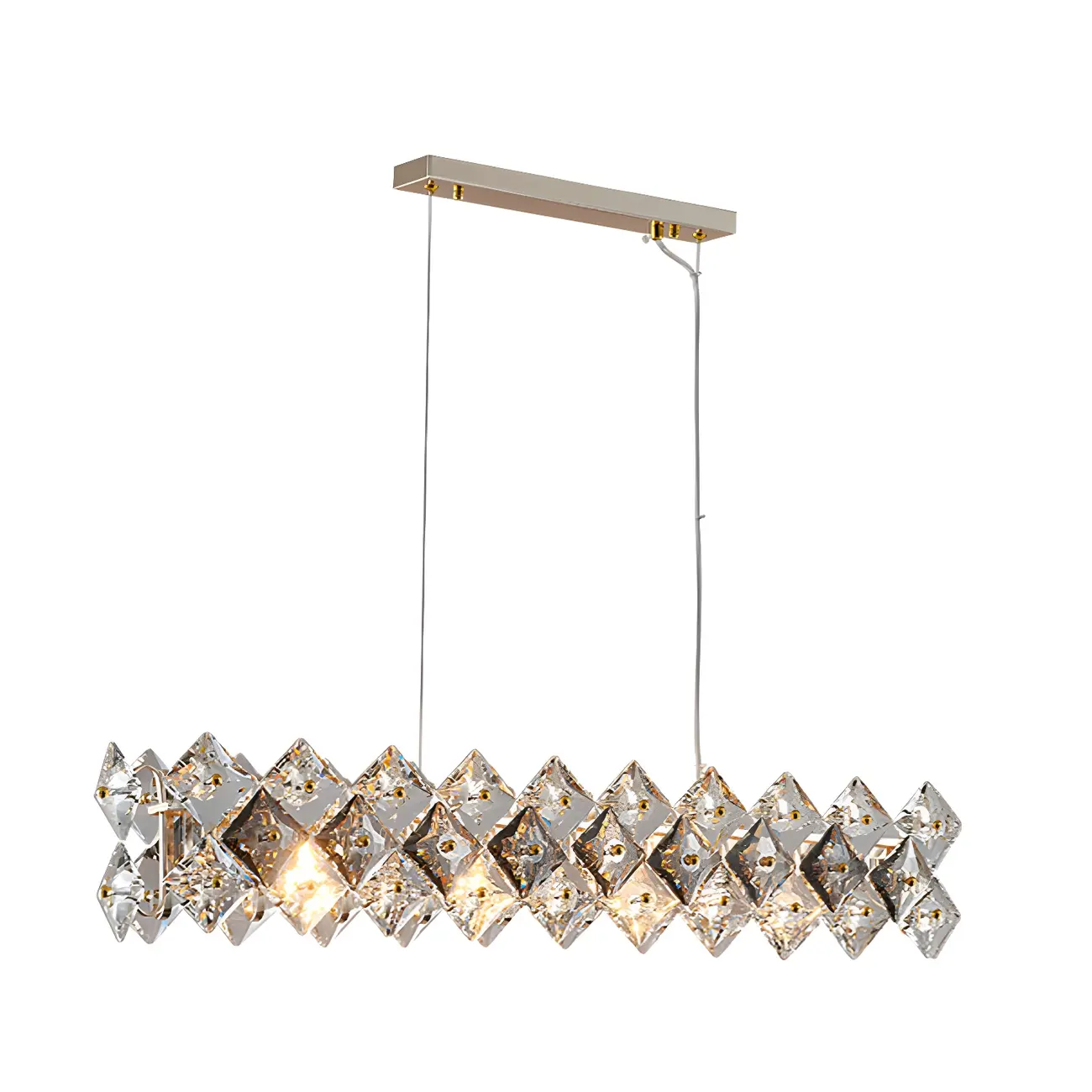 Rectangle Gold Crystal Pendant Light for Kitchen Image - 6 | homeyfad