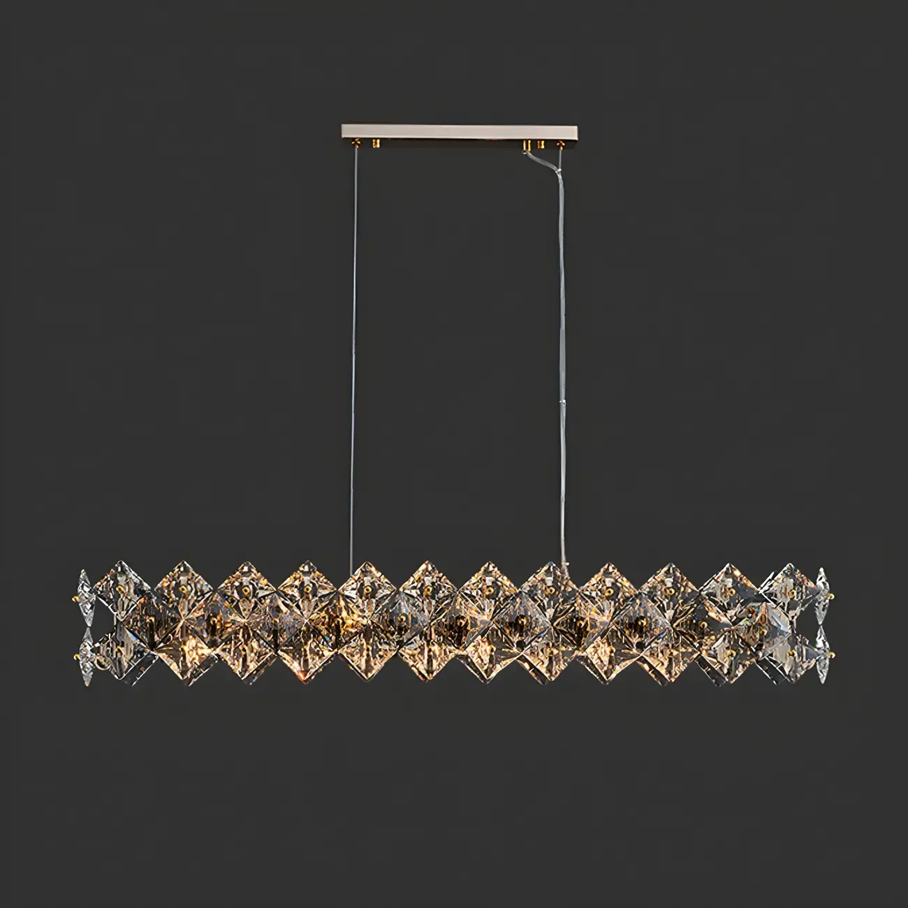 Rectangle Gold Crystal Pendant Light for Kitchen Image - 3