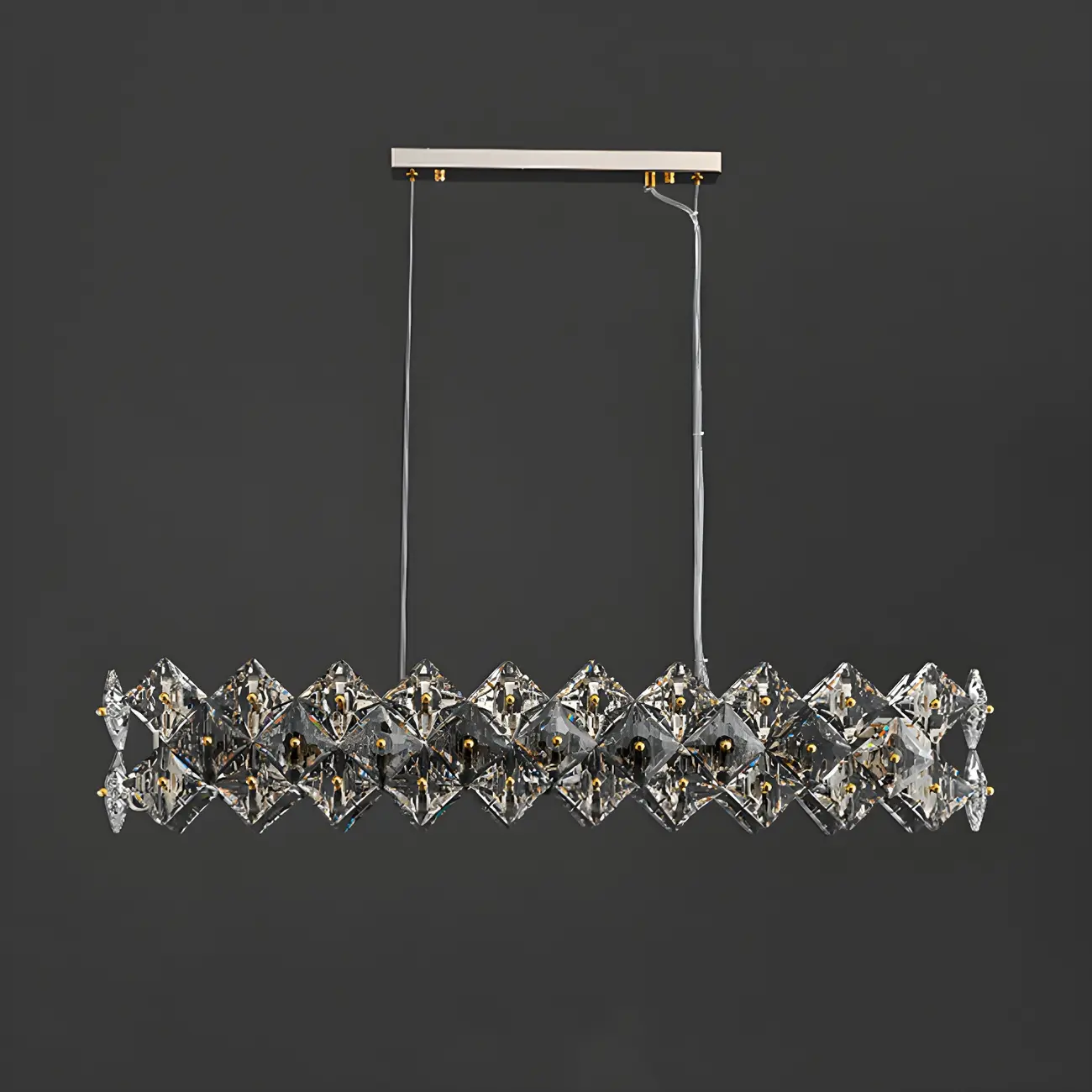 Rectangle Gold Crystal Pendant Light for Kitchen Image - 7 | homeyfad