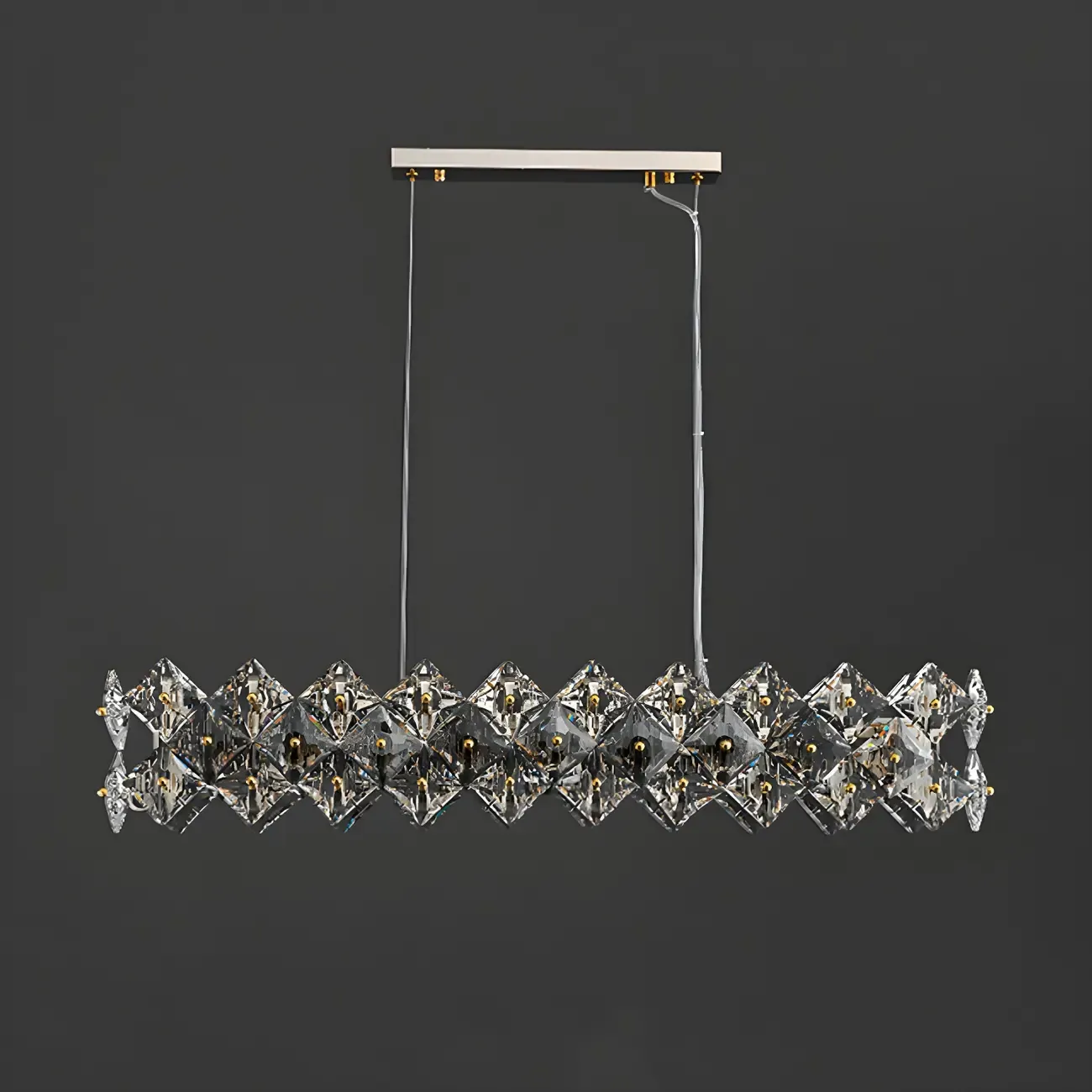 Rectangle Gold Crystal Pendant Light for Kitchen Image - 7