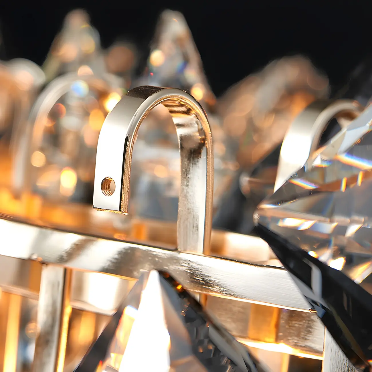 Rectangle Gold Crystal Pendant Light for Kitchen Image - 8 | homeyfad