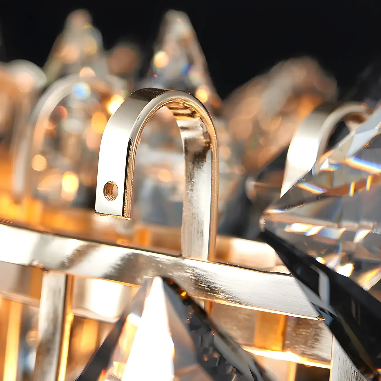 Rectangle Gold Crystal Pendant Light for Kitchen Image - 8