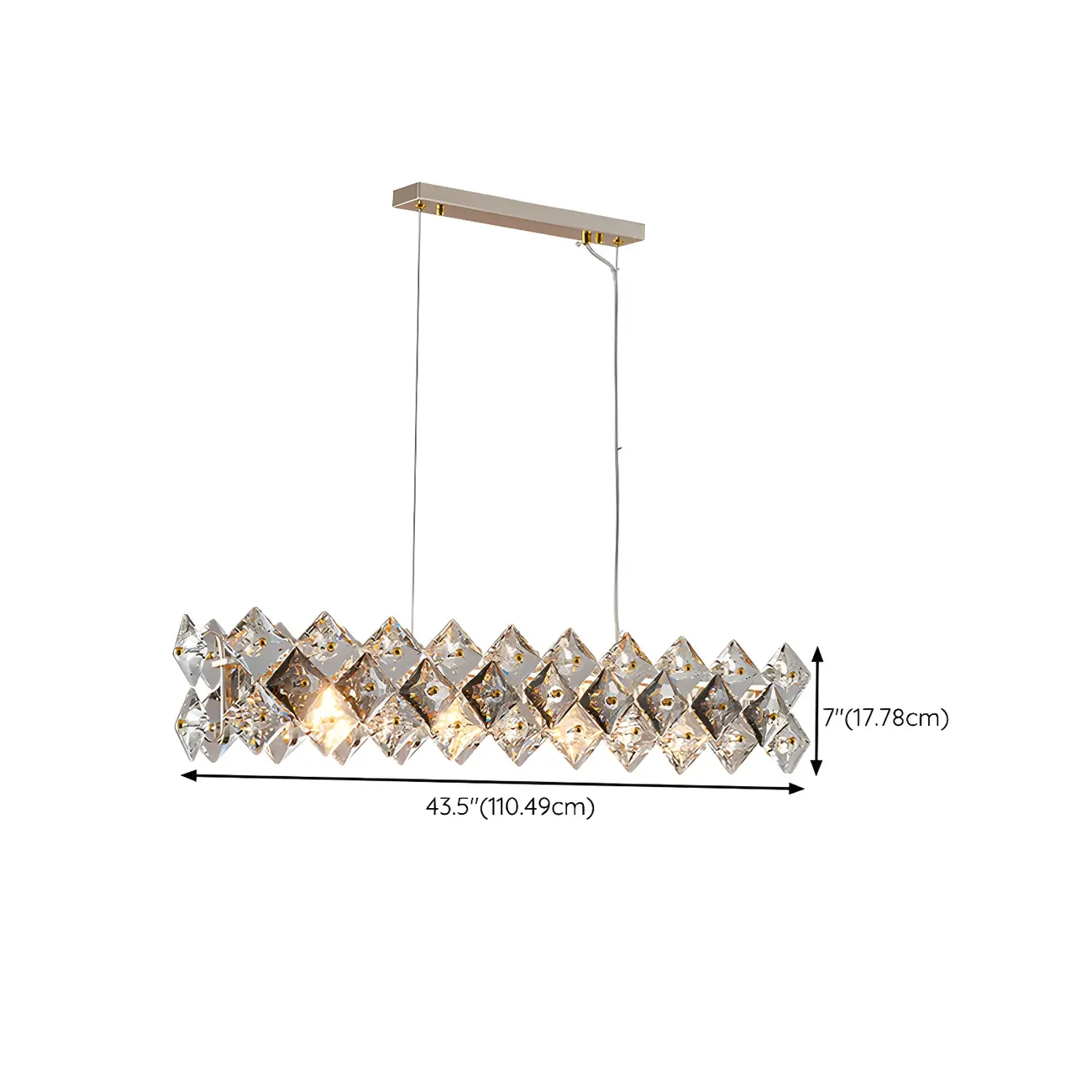 Rectangle Gold Crystal Pendant Light for Kitchen Image - 10 | homeyfad