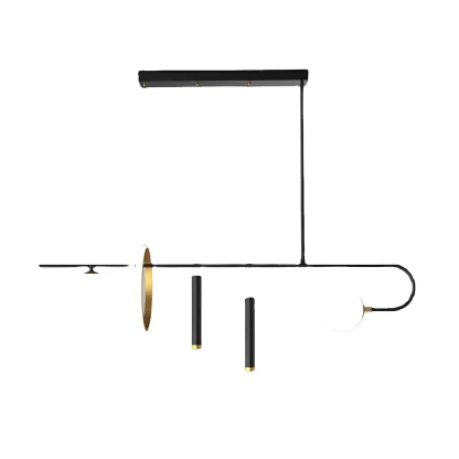 Modern Black LED Linear Kitchen Island Chandelier Image - 5