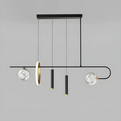 Modern Black LED Linear Kitchen Island Chandelier Image - 7