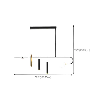 Modern Black LED Linear Kitchen Island Chandelier #size