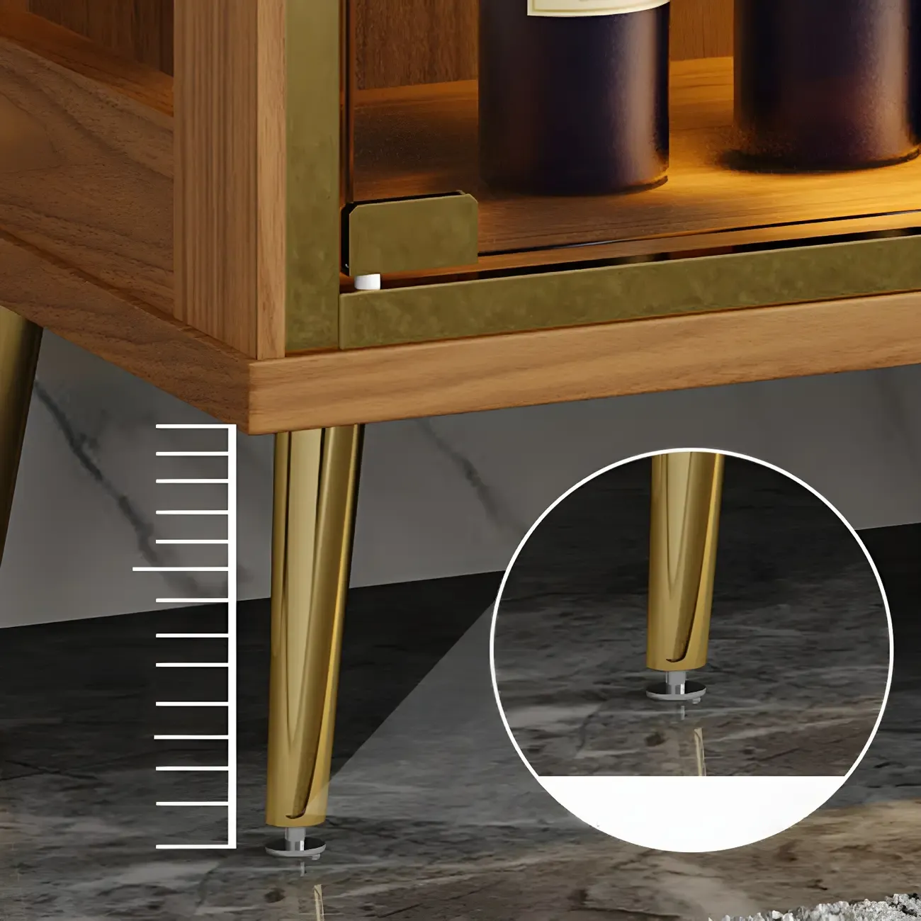 Glam Black Wooden Glass Display Cabinet Image - 14