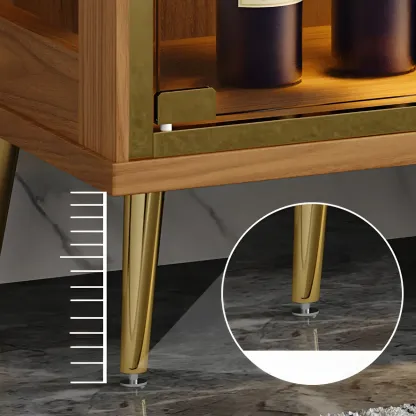 Glam Black Wooden Glass Display Cabinet Image - 14